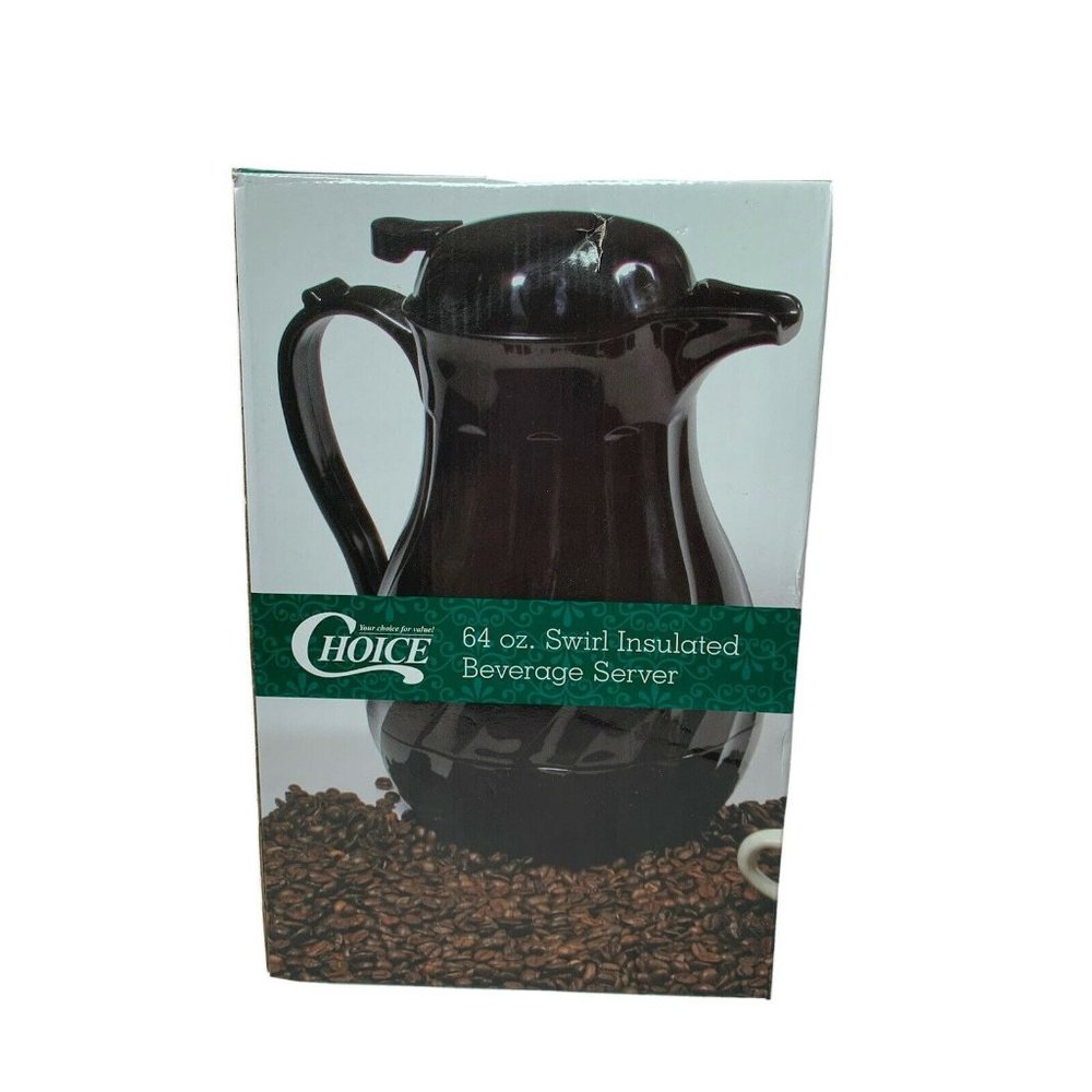Large 64oz. Black Swirl Thermal Insulated Bevarage Coffee Tea Server Carafe New